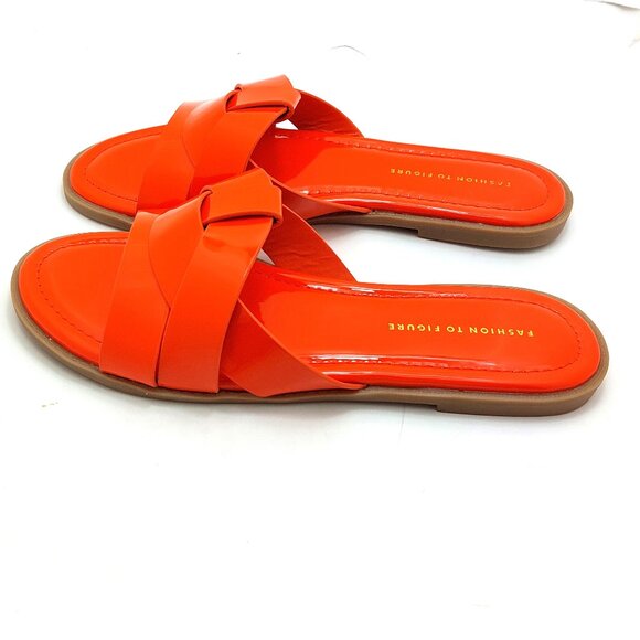 Fashion To Figure Women Tiana Flat Sandal - Wide Width Slide Sandals - Size 7.0 - Picture 2 of 10